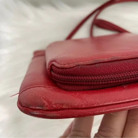 HOBO International Purse Red Leather Crossbody Bag Travel Pockets Roomy - Picture 4 of 10